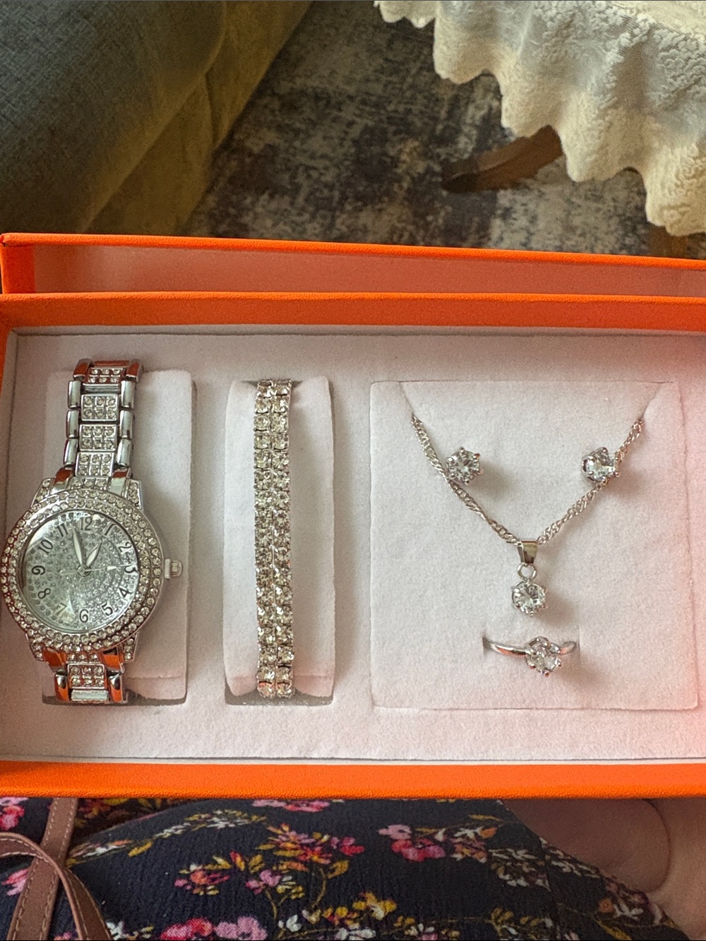 Silver Tone Watch and Jewelry Set - Box Included Women's Accessories
